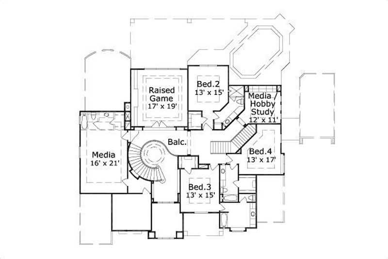 Floor Plan Second Story of Country Plan #156-2436
