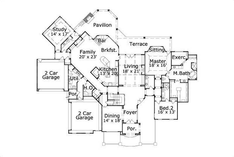 Floor Plan First Story of Country Plan #156-2437