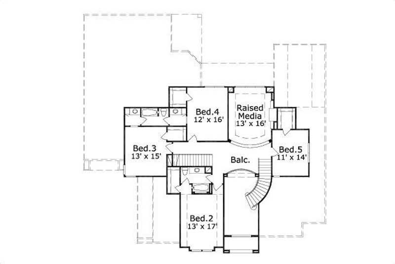Floor Plan Second Story of French Plan #156-2439