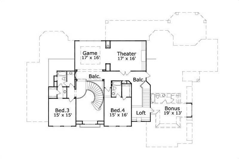 Floor Plan Second Story of Luxury Plan #156-2440