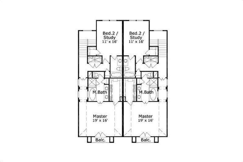 Floor Plan Third Story of Multi-Unit Plan #156-2441