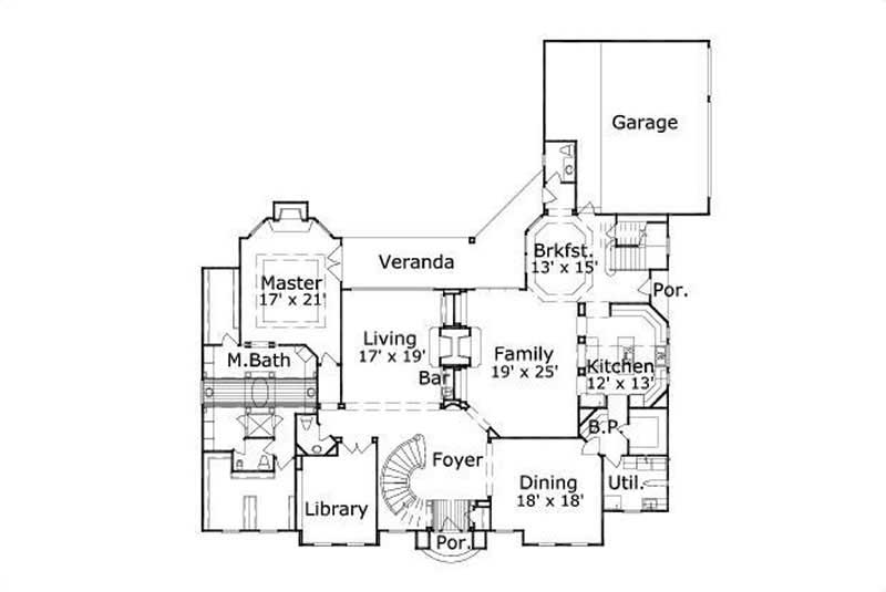 Floor Plan First Story of Luxury Plan #156-2442