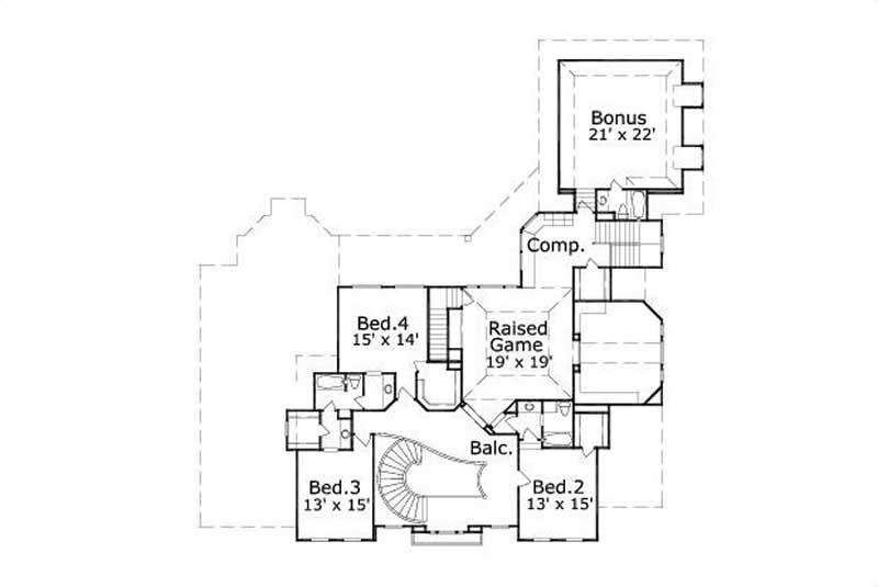 Floor Plan Second Story of Luxury Plan #156-2442