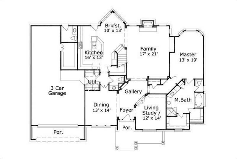 Floor Plan First Story of Luxury Plan #156-2443