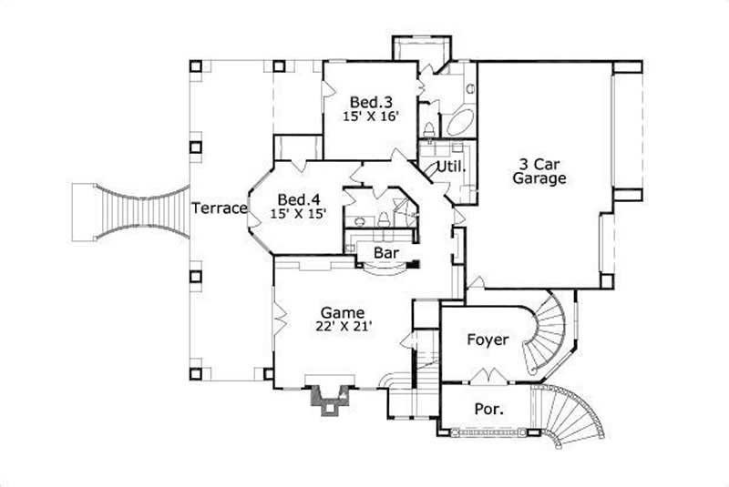 Floor Plan First Story of Mediterranean Plan #156-2446