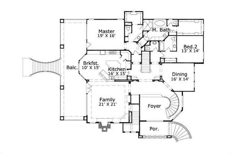 Floor Plan Second Story of Mediterranean Plan #156-2446
