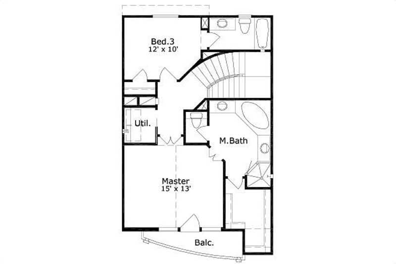 Floor Plan Third Story of Multi-Unit Plan #156-2447