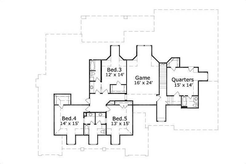 Floor Plan Second Story of Country Plan #156-2450