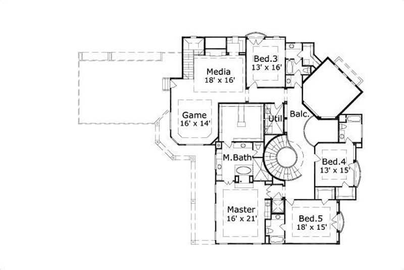 Floor Plan Second Story of Plan #156-2452
