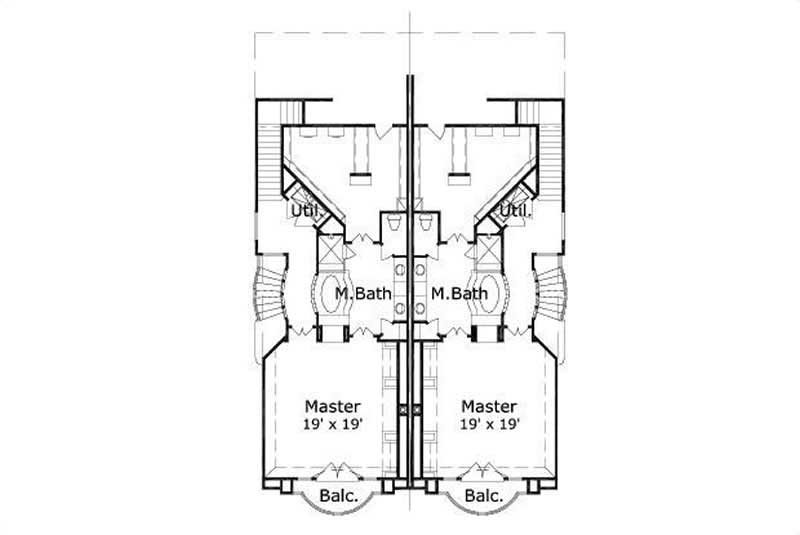 Floor Plan Third Story of Multi-Unit Plan #156-2453