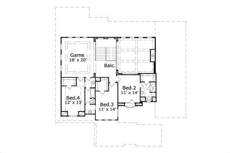 Floor Plan Second Story of Spanish Plan #156-2459
