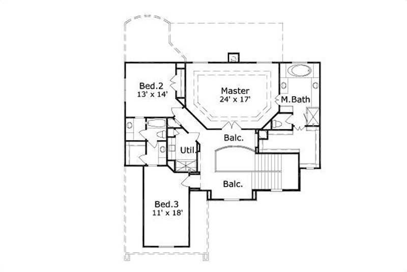 Floor Plan Second Story of Country Plan #156-2460