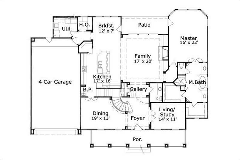 Floor Plan First Story of Country Plan #156-2463