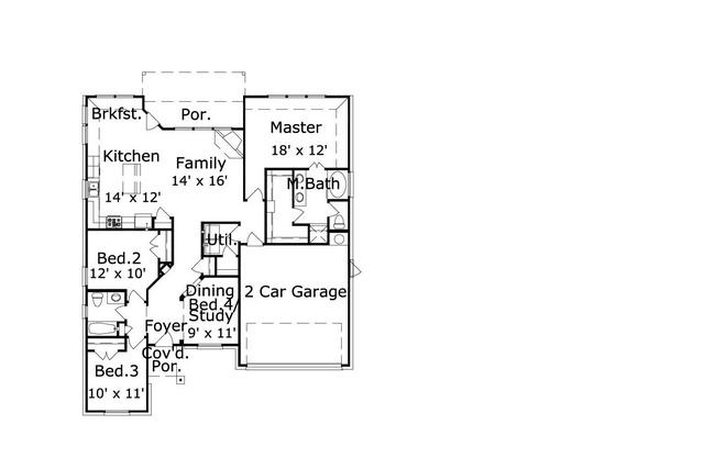 Floor Plan First Story of Texas Style Plan #156-2465