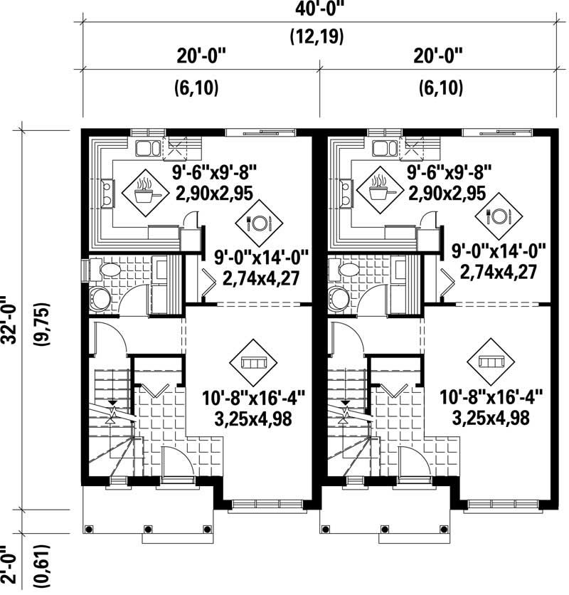 Floor Plan First Story of Multi-Unit Plan #157-1000