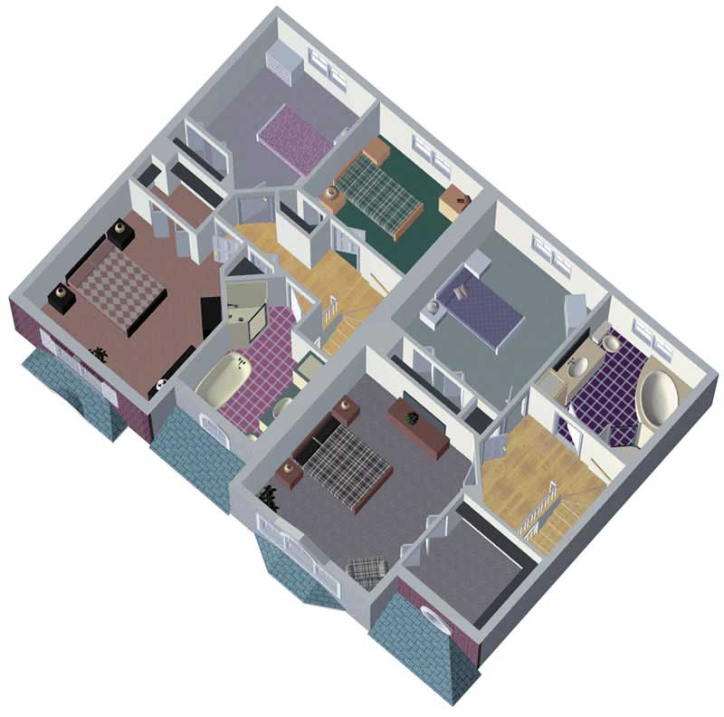 3D Floor Plan of this 3-Bedroom, 1306 Sq Ft Plan - 157-1001