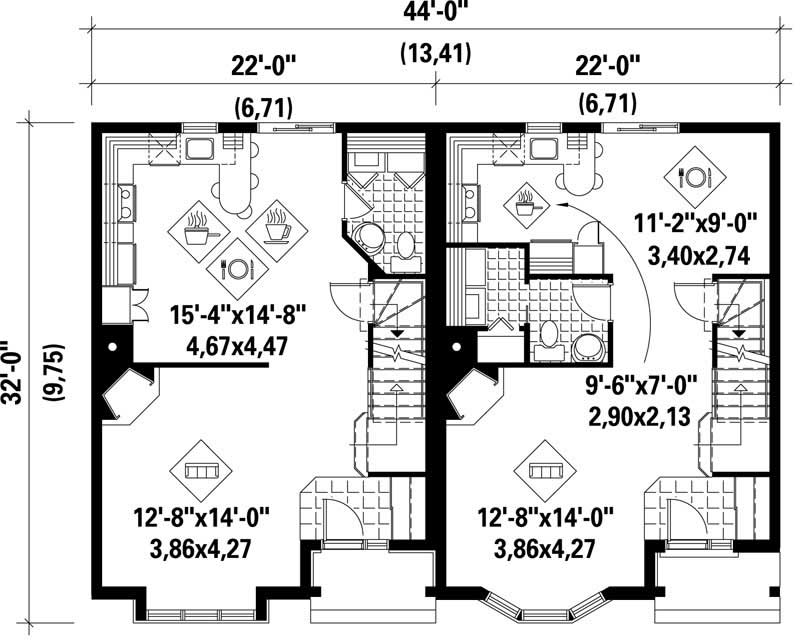 Floor Plan First Story of Multi-Unit Plan #157-1001