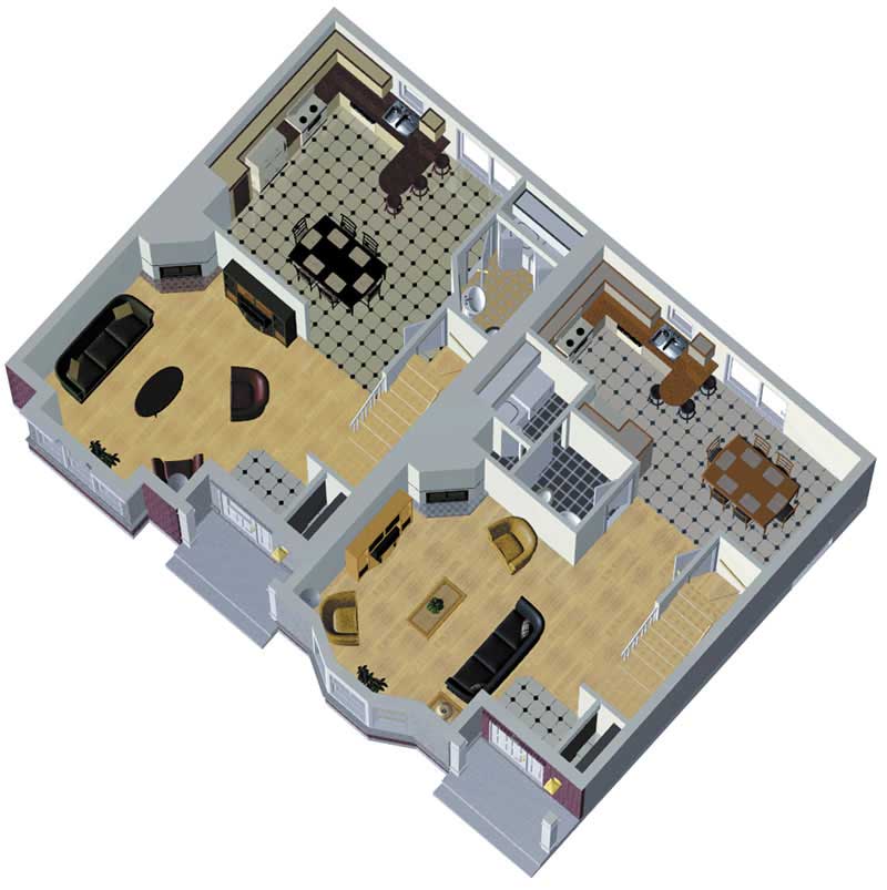 3D Floor Plan of this 3-Bedroom, 1306 Sq Ft Plan - 157-1001