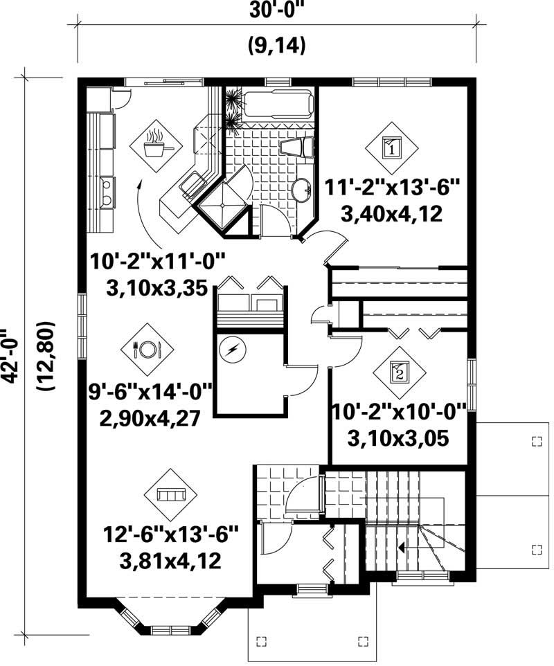 Floor Plan Second Story of Multi-Level Plan #157-1002