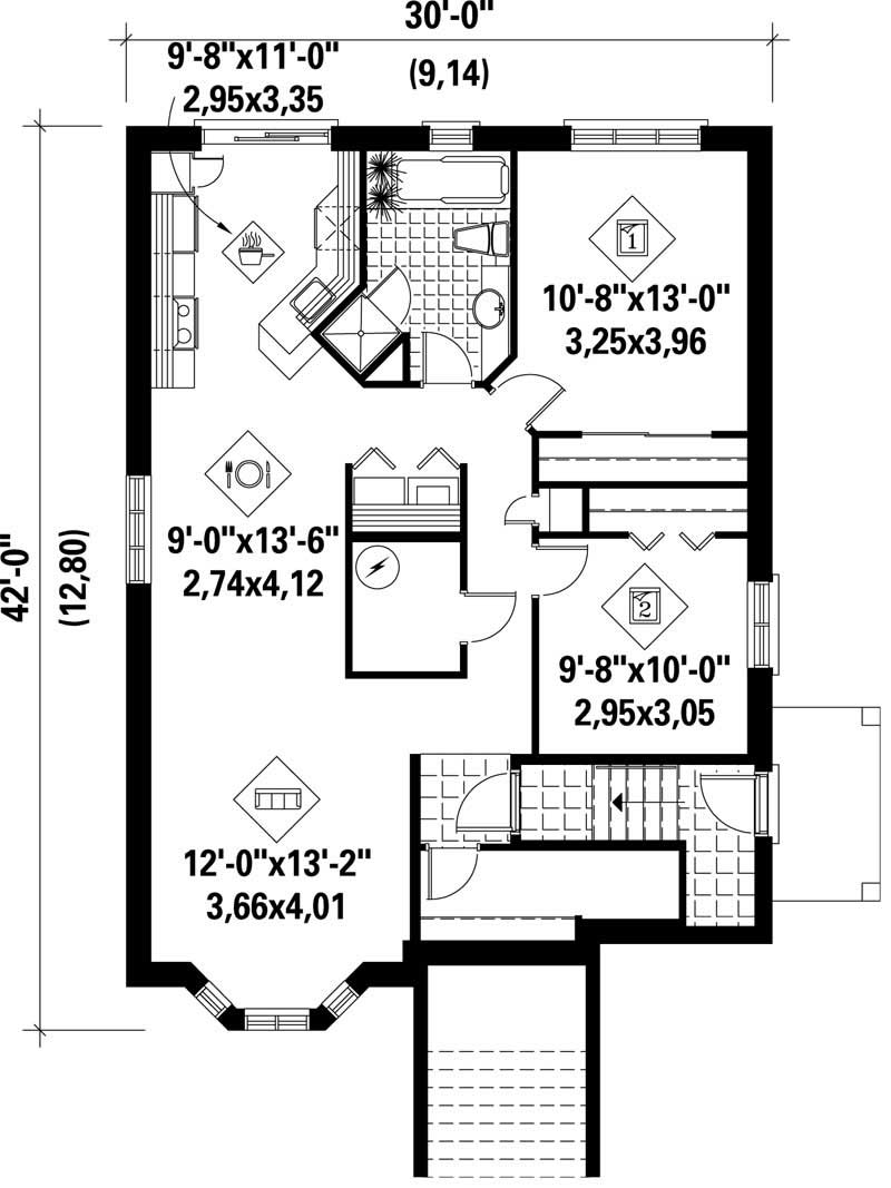 Floor Plan Basement of Multi-Level Plan #157-1002