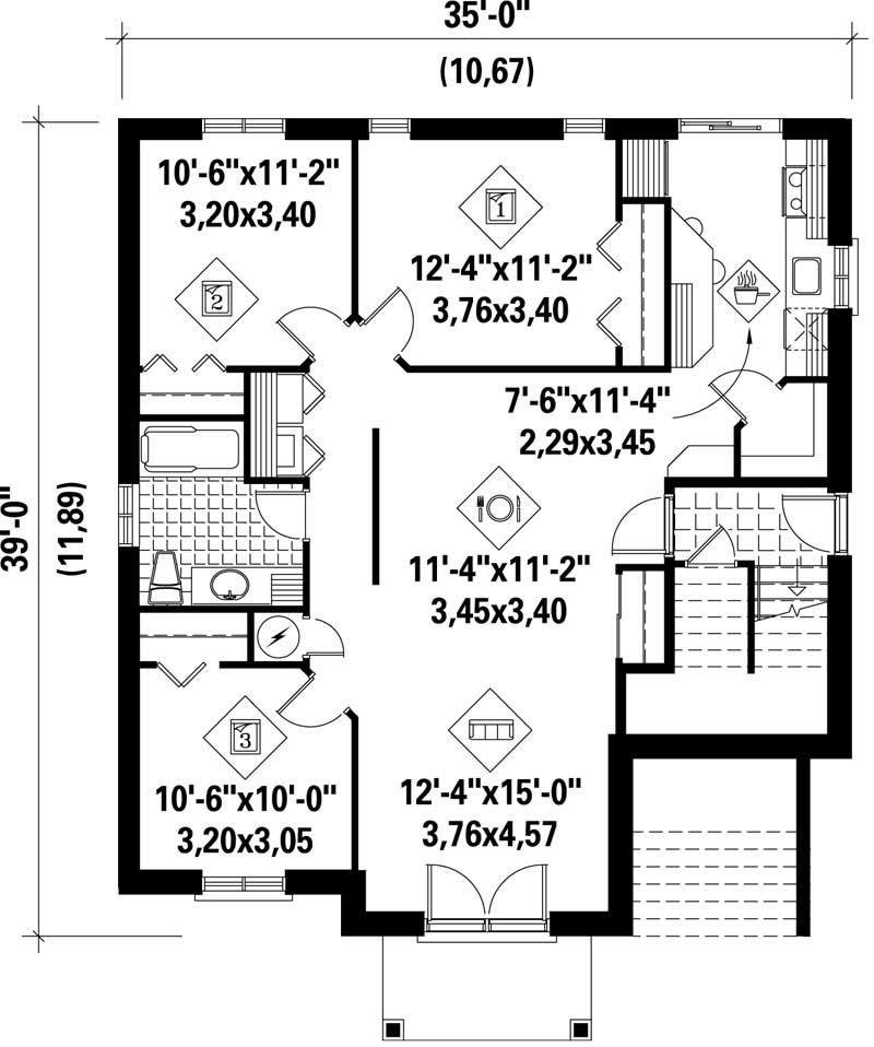 Floor Plan Basement of Multi-Level Plan #157-1004