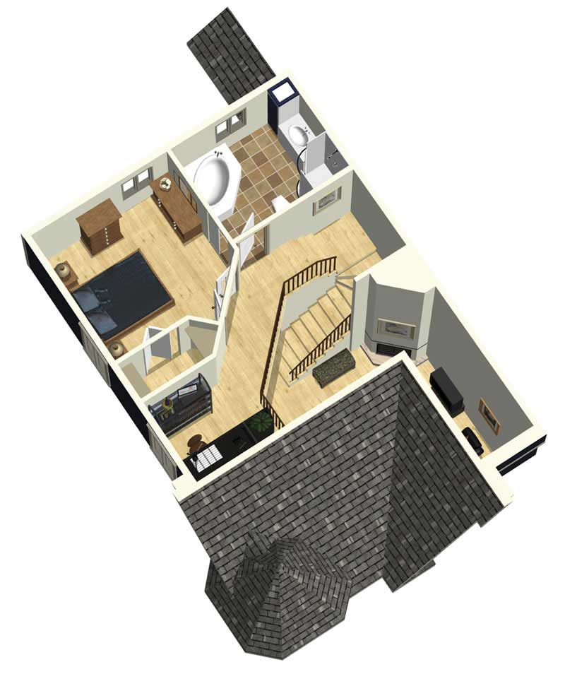 3D Floor Plan of this 3-Bedroom, 1899 Sq Ft Plan - 157-1006