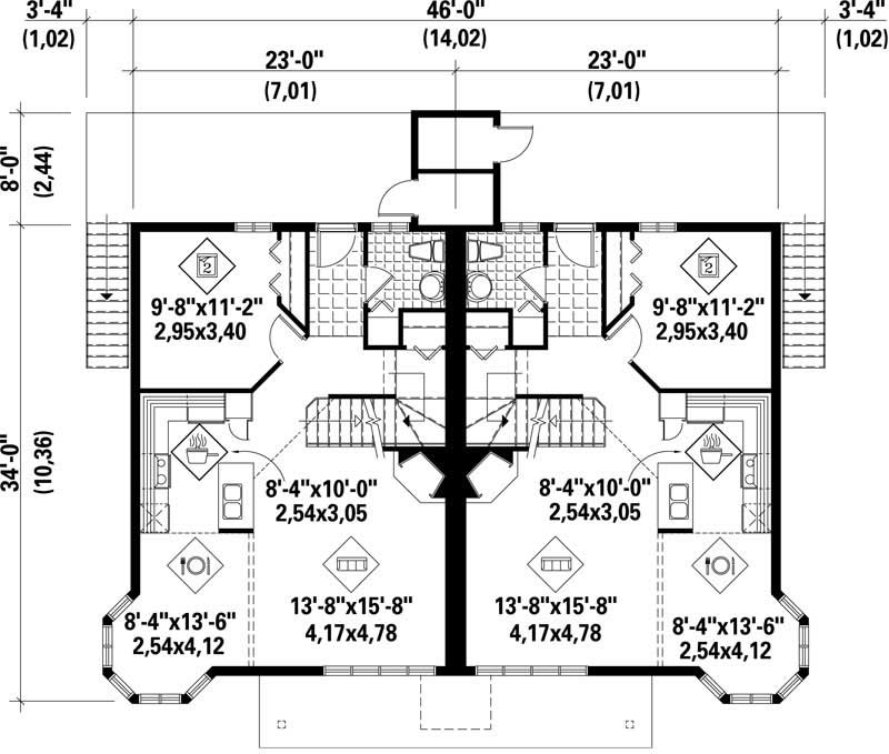 Floor Plan First Story of Multi-Unit Plan #157-1006