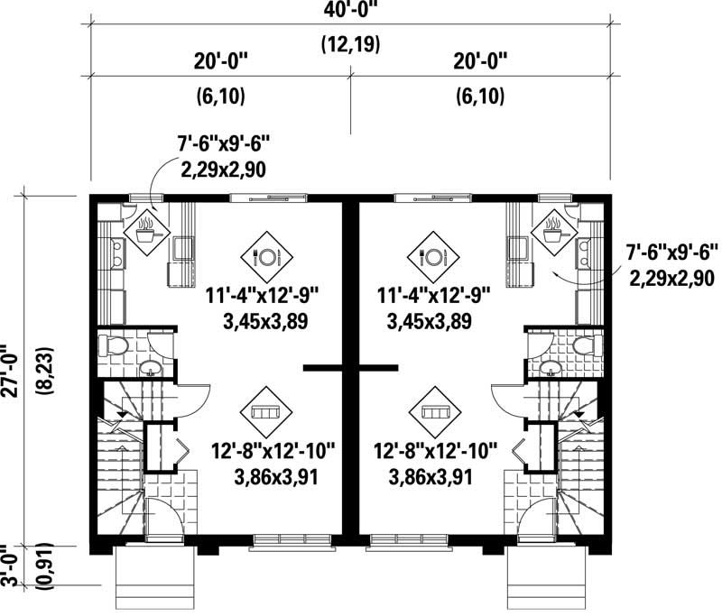 Floor Plan First Story of Multi-Unit Plan #157-1008