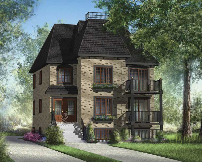 Front elevation of Multi-Unit home (ThePlanCollection: House Plan #157-1011)