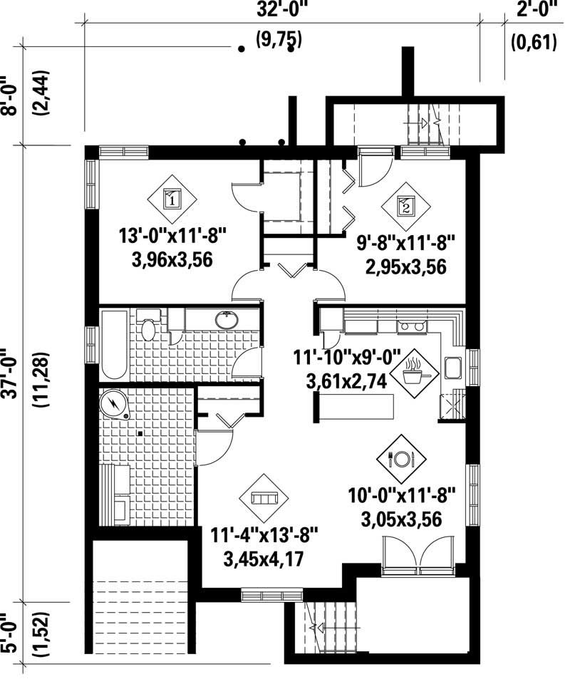 Floor Plan Basement of Multi-Level Plan #157-1011