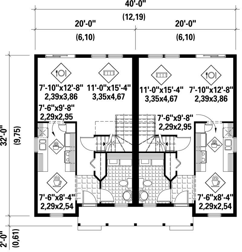 Floor Plan First Story of Multi-Unit Plan #157-1012