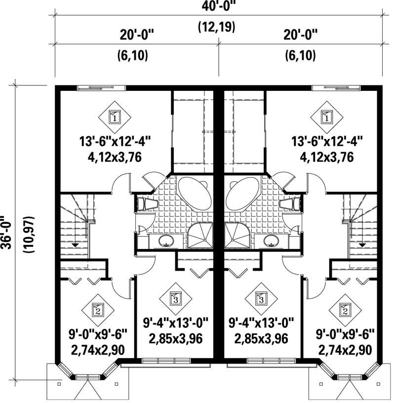 Floor Plan Second Story of Multi-Level Plan #157-1013
