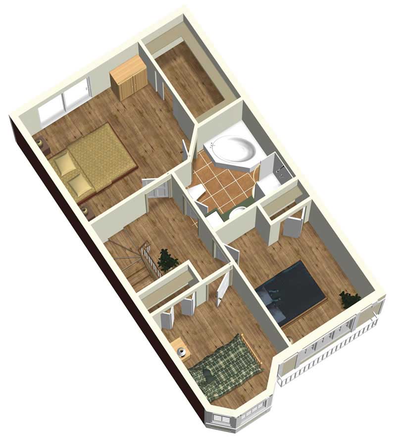 3D Floor Plan of this 3-Bedroom, 1772 Sq Ft Plan - 157-1013