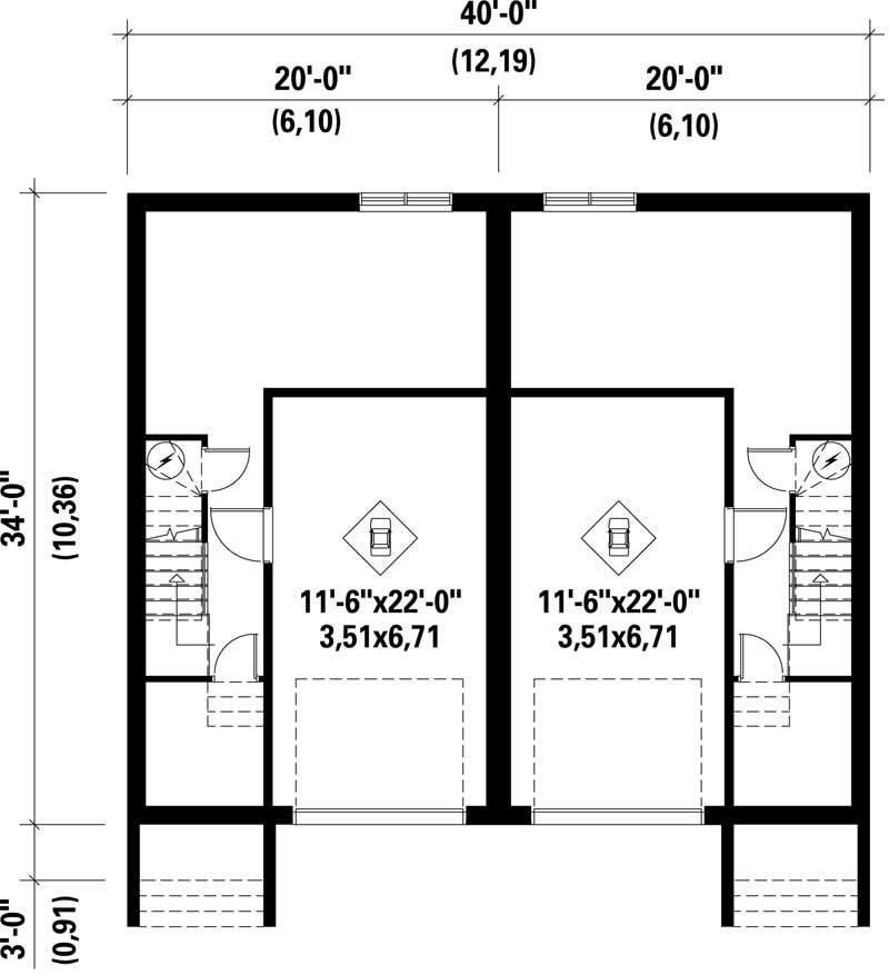 Floor Plan Basement of Multi-Level Plan #157-1013