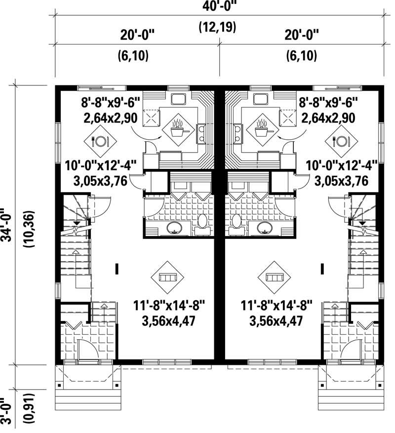 Floor Plan First Story of Multi-Level Plan #157-1013