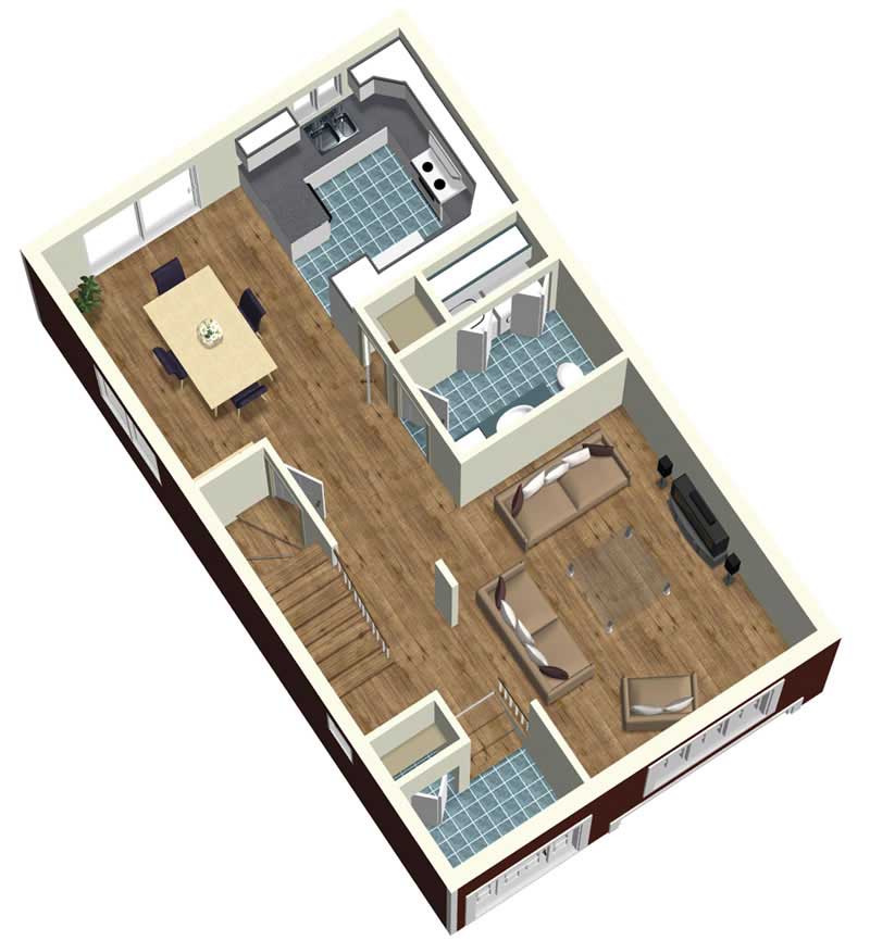 3D Floor Plan of this 3-Bedroom, 1772 Sq Ft Plan - 157-1013