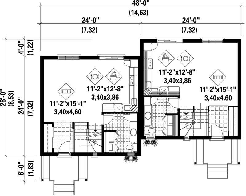 Floor Plan First Story of Multi-Unit Plan #157-1014