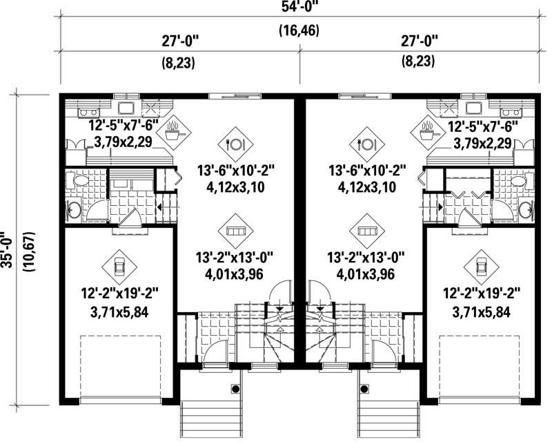 Floor Plan First Story of Multi-Unit Plan #157-1016