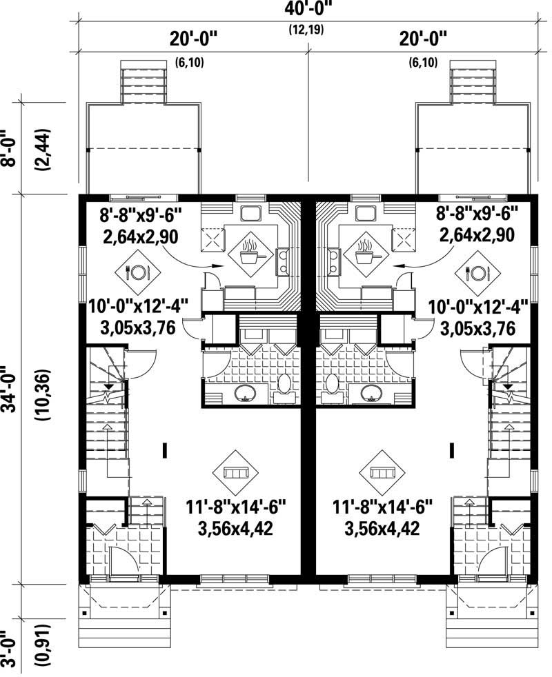 Floor Plan First Story of Multi-Unit Plan #157-1017