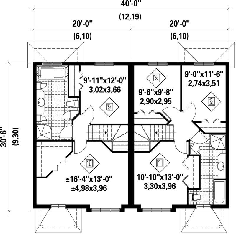 Floor Plan First Story of Multi-Unit Plan #157-1019
