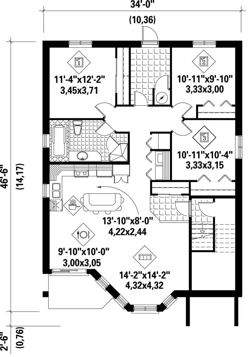 Floor Plan Basement of Multi-Level Plan #157-1022