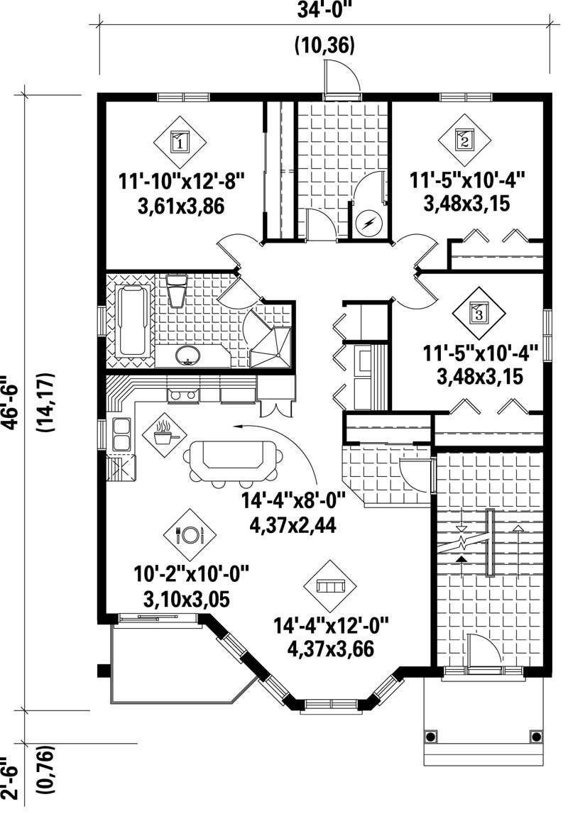 Floor Plan First Story of Multi-Level Plan #157-1022