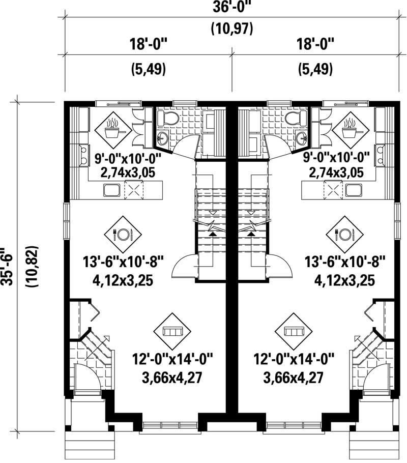 Floor Plan First Story of Multi-Unit Plan #157-1023