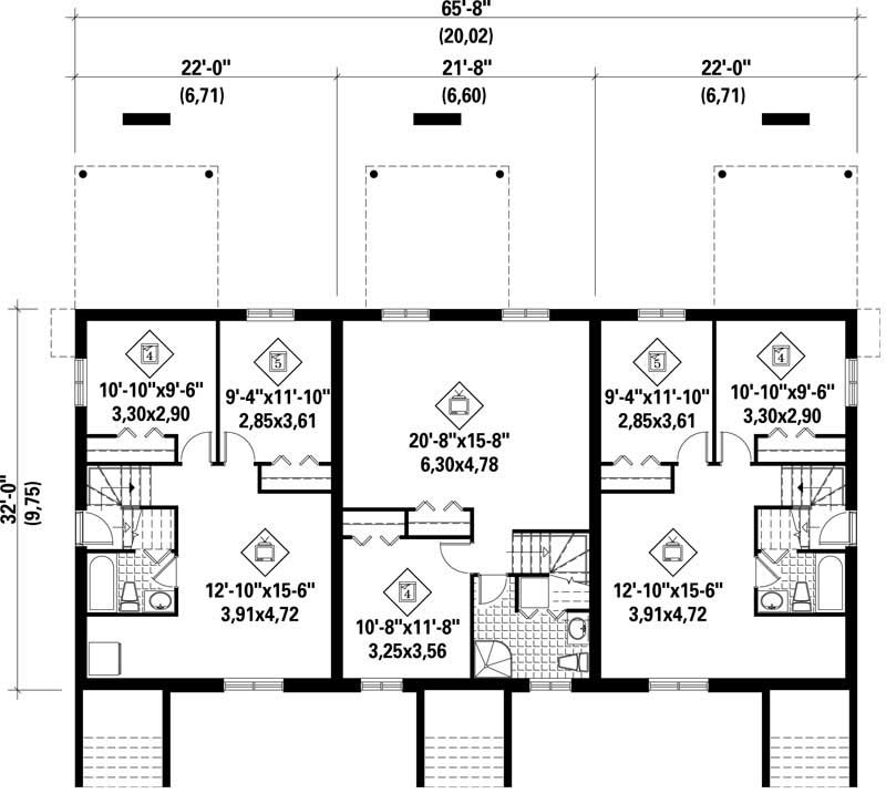 Floor Plan Basement of Multi-Level Plan #157-1025