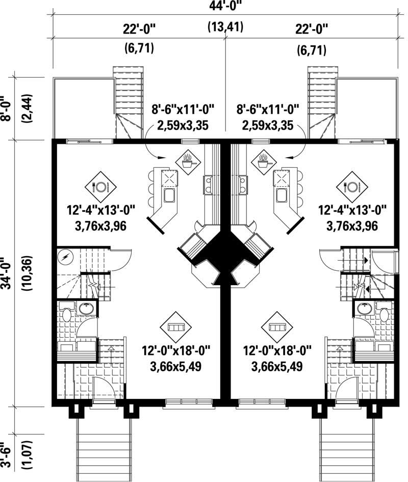 Floor Plan First Story of Multi-Unit Plan #157-1026