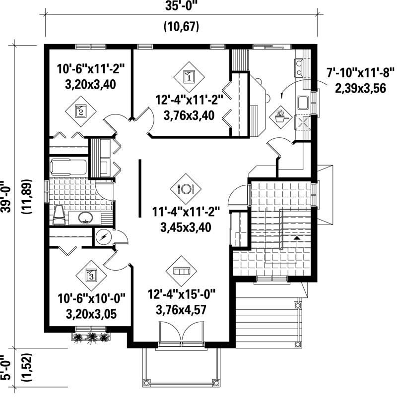 Floor Plan Basement of Multi-Level Plan #157-1027