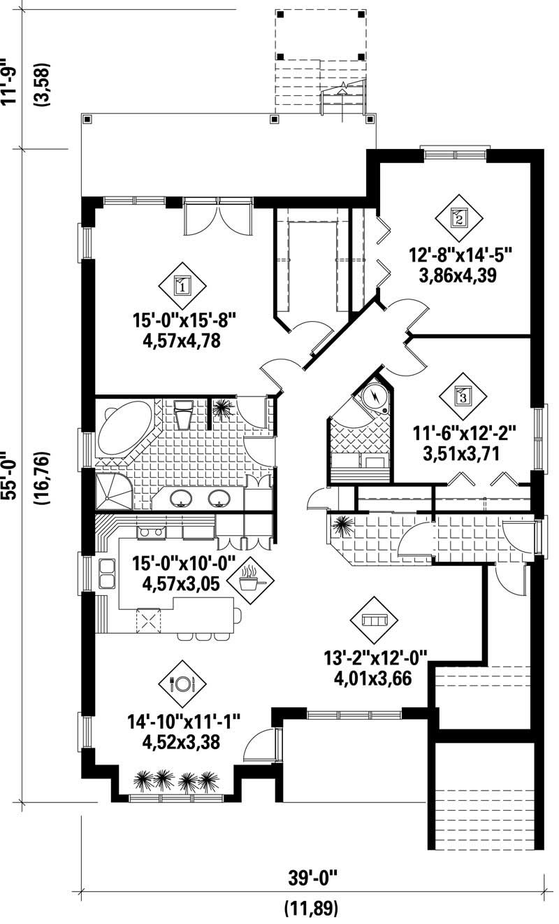 Floor Plan Basement of Multi-Level Plan #157-1028