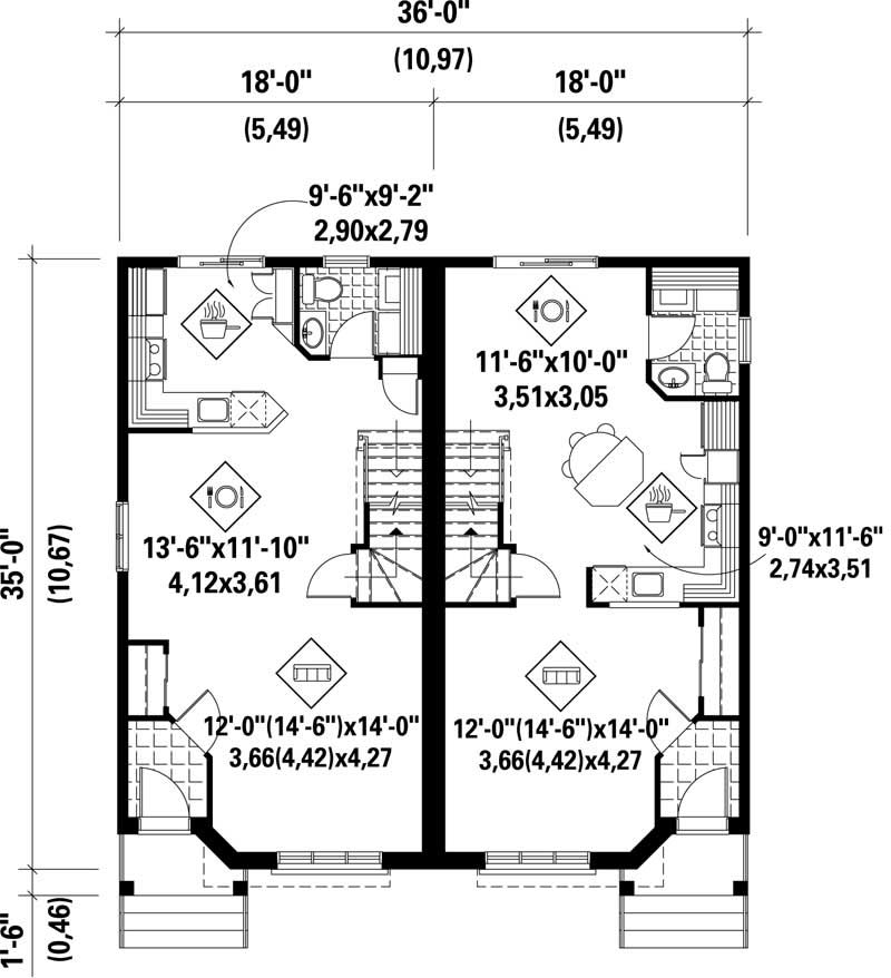 Floor Plan First Story of Multi-Unit Plan #157-1032