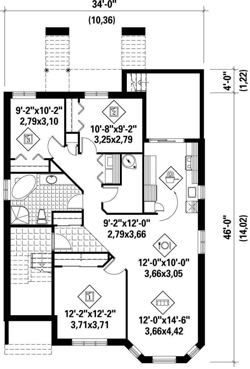 Floor Plan Basement of Multi-Level Plan #157-1034