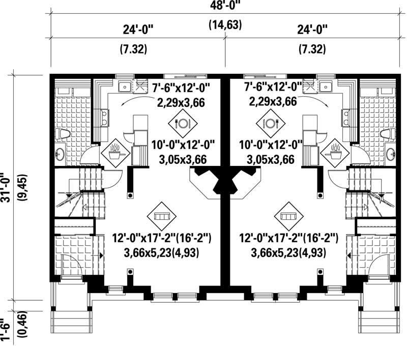 Floor Plan First Story of Multi-Unit Plan #157-1035